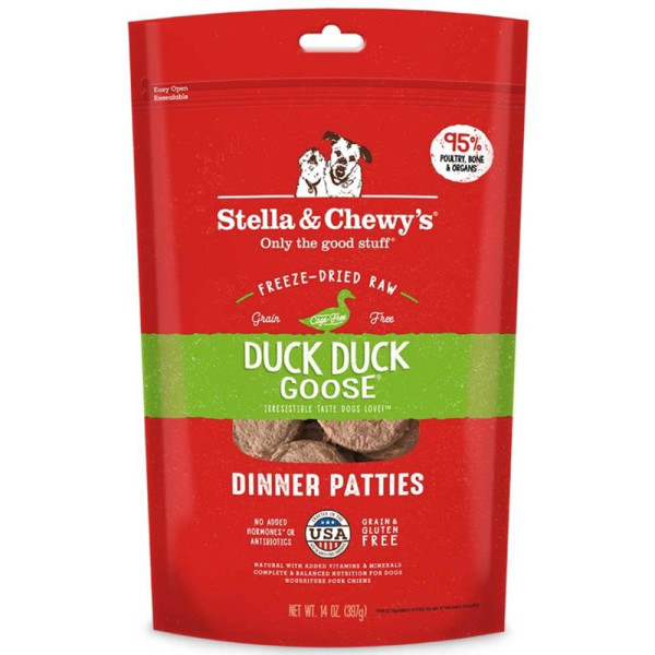 Stella & Chewy's Freeze-Dried Raws Duck Duck Goose For Dogs 鴨朋鵝友(鴨肉及鵝肉配方) 凍乾生肉狗用主糧 14oz